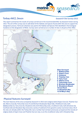 Torbay Rmcz, Devon Physical Features Surveyed
