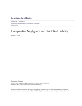 Comparative Negligence and Strict Tort Liability Marcus L