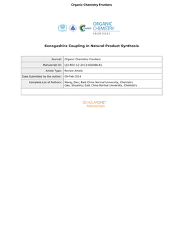 Sonogashira Coupling in Natural Product Synthesis