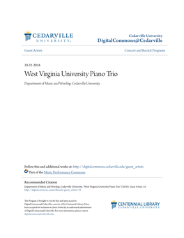 West Virginia University Piano Trio Department of Music and Worship, Cedarville University