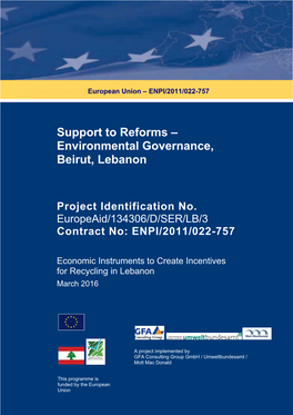 Use of Economic Instruments for Recycling in Lebanon Streg