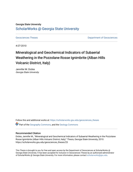 Mineralogical and Geochemical Indicators of Subaerial Weathering in the Pozzolane Rosse Ignimbrite (Alban Hills Volcanic District, Italy)