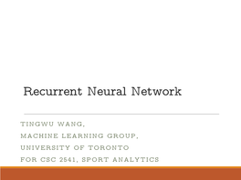 Recurrent Neural Network