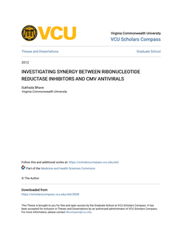 Investigating Synergy Between Ribonucleotide Reductase Inhibitors and Cmv Antivirals