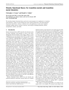 Density Functional Theory for Transition Metals and Transition Metal Chemistry