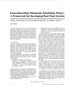 Generalized Rate-Monotonic Scheduling Theory: a Framework for Developing Real-Time Systems