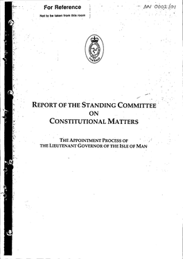 For Reference REPORT of the STANDING COMMITTEE on CONSTITUTIONAL MATTERS