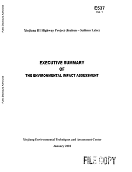 Executive Summary of the Environmental Impact Assessment