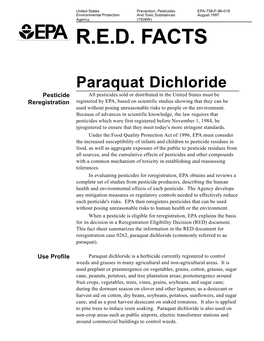 Pesticides EPA-738-F-96-018 Environmental Protection and Toxic Substances August 1997 Agency (7508W) R.E.D