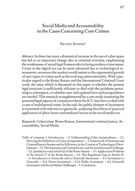 Social Media and Accountability in the Cases Concerning Core Crimes