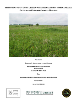 Vegetation Surveys of the Osceola-Missaukee Grasslands State Game Area, Osceola and Missaukee Counties, Michigan