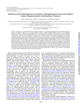 Multilocus Species Delimitation in a Complex of Morphologically Conserved Trapdoor Spiders (Mygalomorphae, Antrodiaetidae, Aliatypus)