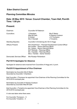 (Public Pack)Minutes Document for Planning Committee, 28/05/2015