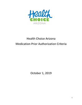 Health Choice Arizona Medication Prior Authorization Criteria October