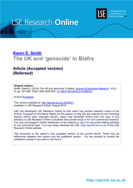 'Genocide' in Biafra