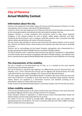 City of Florence Actual Mobility Context