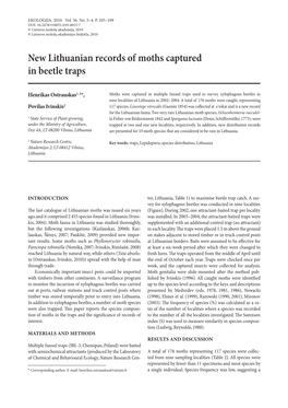 New Lithuanian Records of Moths Captured in Beetle Traps