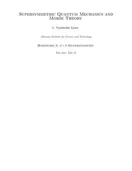 Supersymmetric Quantum Mechanics and Morse Theory