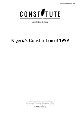 Nigeria's Constitution of 1999