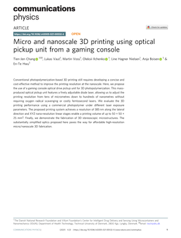 Micro and Nanoscale 3D Printing Using Optical Pickup Unit from A