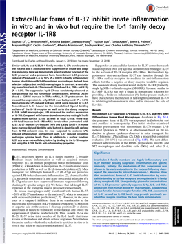 Extracellular Forms of IL-37 Inhibit Innate Inflammation in Vitro and in Vivo but Require the IL-1 Family Decoy Receptor IL-1R8