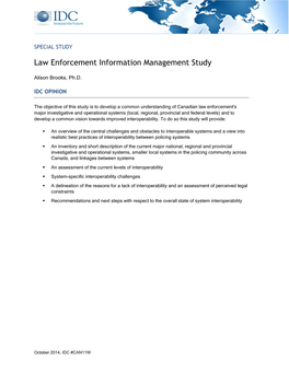 Law Enforcement Information Management Study