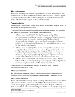 2.2.4 Paleontology This Section Evaluates Potential Impacts To