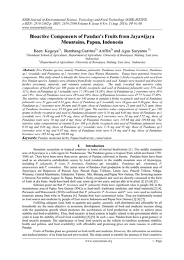 Bioactive Components of Pandan's Fruits from Jayawijaya Mountains