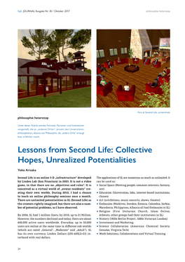 Lessons from Second Life: Collective Hopes, Unrealized Potentialities