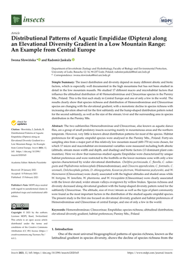 Diptera) Along an Elevational Diversity Gradient in a Low Mountain Range: an Example from Central Europe