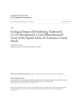 Ecological Impact of Dimilin(Reg. Trademark) (1-(4-Chlorophenyl)-3-(2,6-Difluorobenzoyl)- Urea) on the Aquatic Fauna of a Louisiana Coastal Marsh