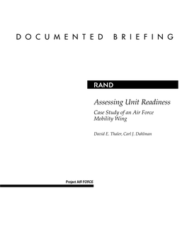 Assessing Unit Readiness: Case Study of an Air Force Mobility Wing