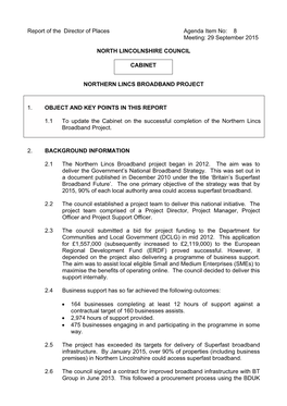 Agenda Item 8 Northern Lincs Broadband Project