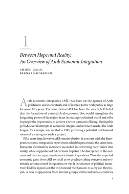 An Overview of Arab Economic Integration Ahmed Galal Bernard Hoekman