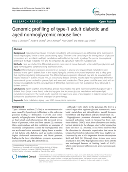 Genomic Profiling of Type-1 Adult Diabetic and Aged Normoglycemic