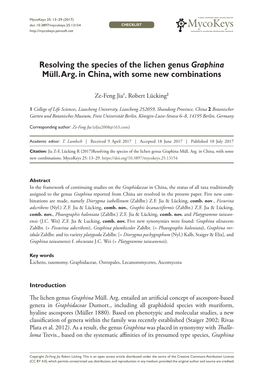 Resolving the Species of the Lichen Genus Graphina Müll