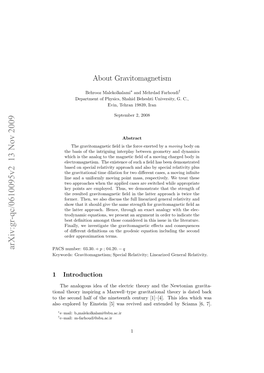 About Gravitomagnetism