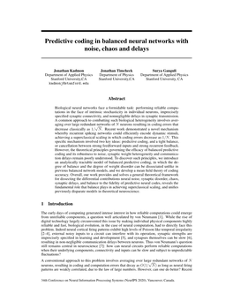 Predictive Coding in Balanced Neural Networks with Noise, Chaos and Delays