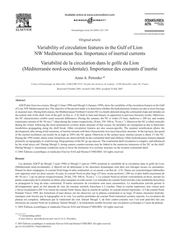 Variability of Circulation Features in the Gulf of Lion NW Mediterranean Sea