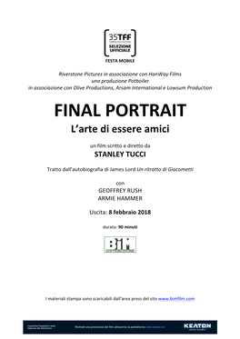 FINAL PORTRAIT L’Arte Di Essere Amici