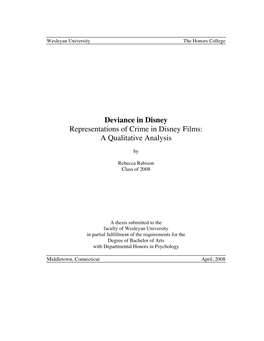 Representations of Crime in Disney Films, A