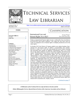 International Law and Human Rights” but Which Are Classed Under K3240