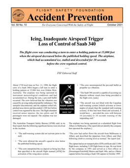 Icing, Inadequate Airspeed Trigger Loss of Control of Saab 340