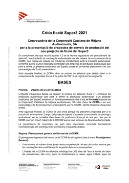 Crida Ficció Super3 2021 BASES