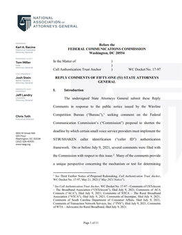 State Attorneys General, As Well As Their Partners in the Federal Government and Telecommunications Industry, Illegal Robocalls and Caller ID Spoofing