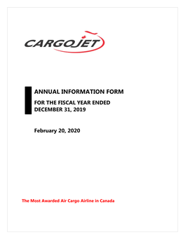 Annual Information Form for the Fiscal Year Ended December 31, 2019