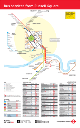 Bus Services from Russell Square