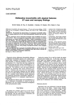 Obliterative Bronchiolitis with Atypical Features: CT Scan and Necropsy Findings