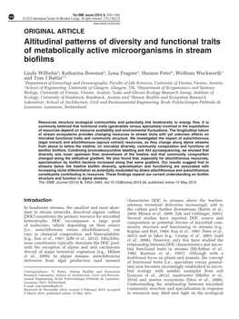 Altitudinal Patterns of Diversity and Functional Traits of Metabolically Active Microorganisms in Stream Biofilms