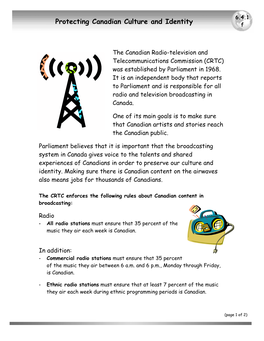 Protecting Canadian Culture and Identity F